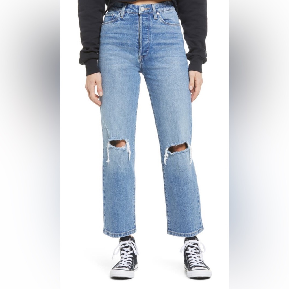 BLANKNYC Baxter Ripped High Waist Wide Leg Jean Sz 24